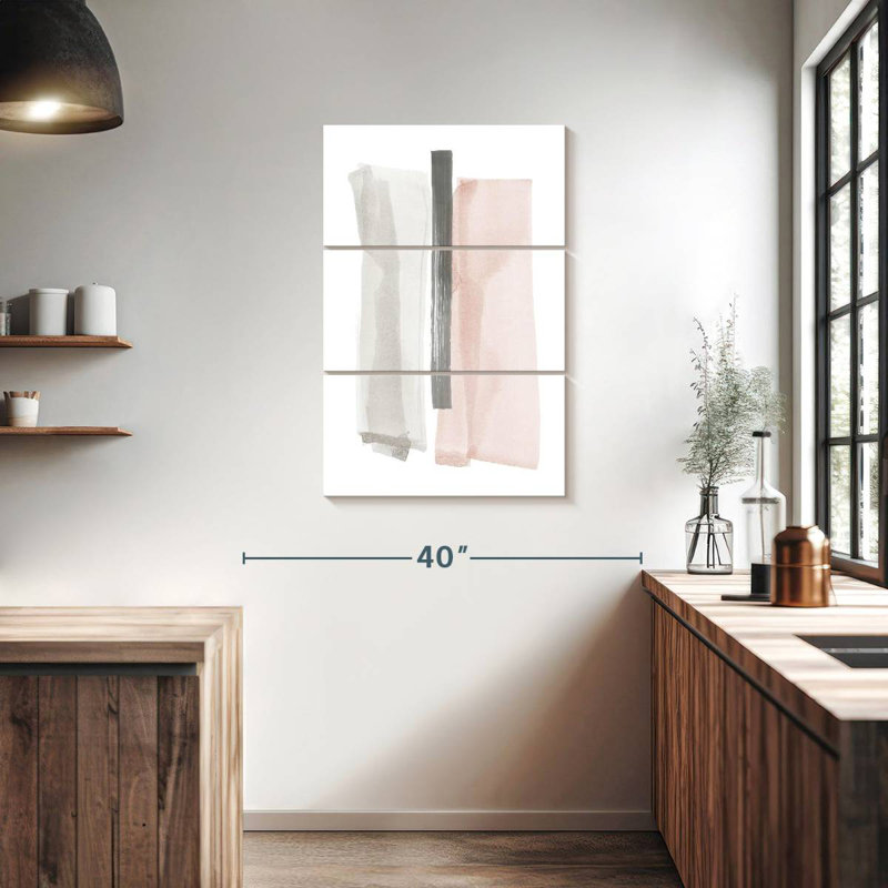 Avery Brush Strokes II rose et gris, H 38 po x l 24 po
