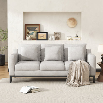 Modern 3-seat Sofa with Wooden Legs