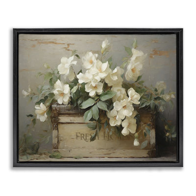 Fresh Rustic Flowers Black Framed Floater Canvas Wall Art by Ramona Murdock