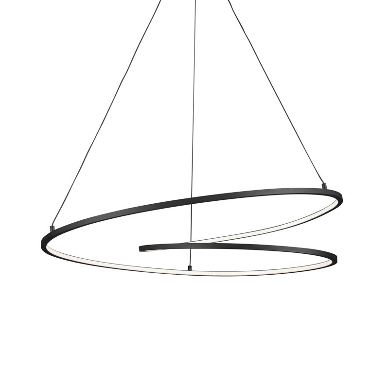 Twist 1 - Light LED Unique/Statement Pendant, Black, 129.375" H x 32" W x 32" D