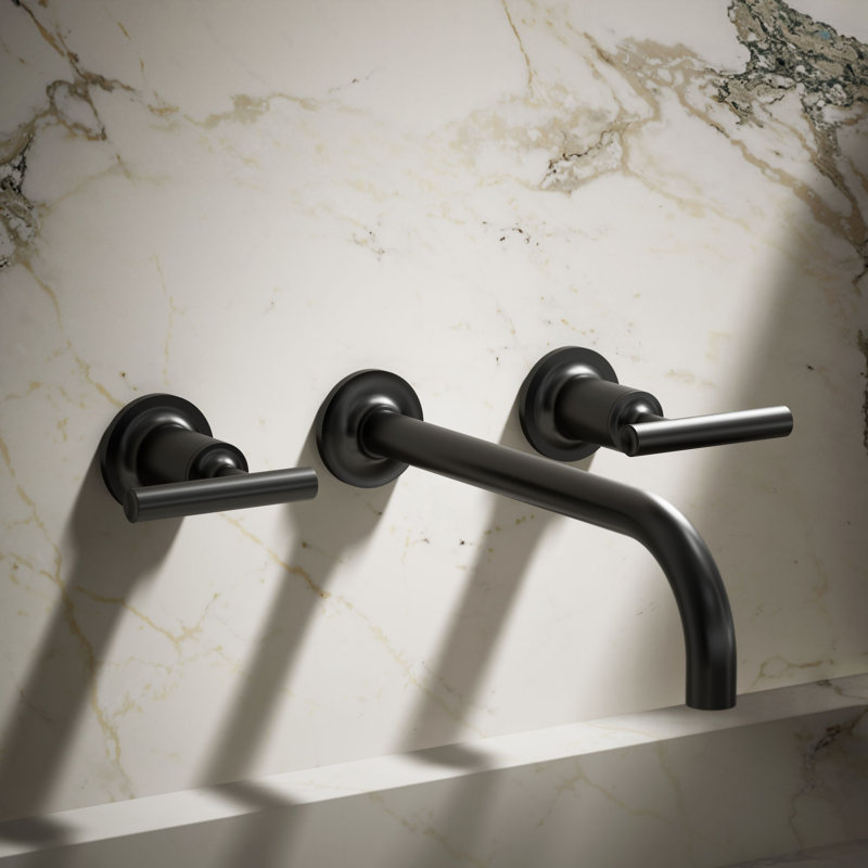 Purist® Wall Mounted Bathroom Faucet, Matte Black, Lever Handle