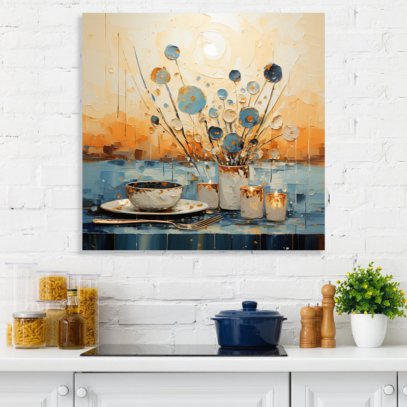 Blue Culinaire Essence Kitchen Blooms - Impression sur toile encadrée Kitchen, H 30 po x l 30 po x P 1,5 po