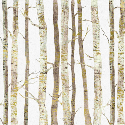 Gold White Birches 2 - Impression sur toile tendue