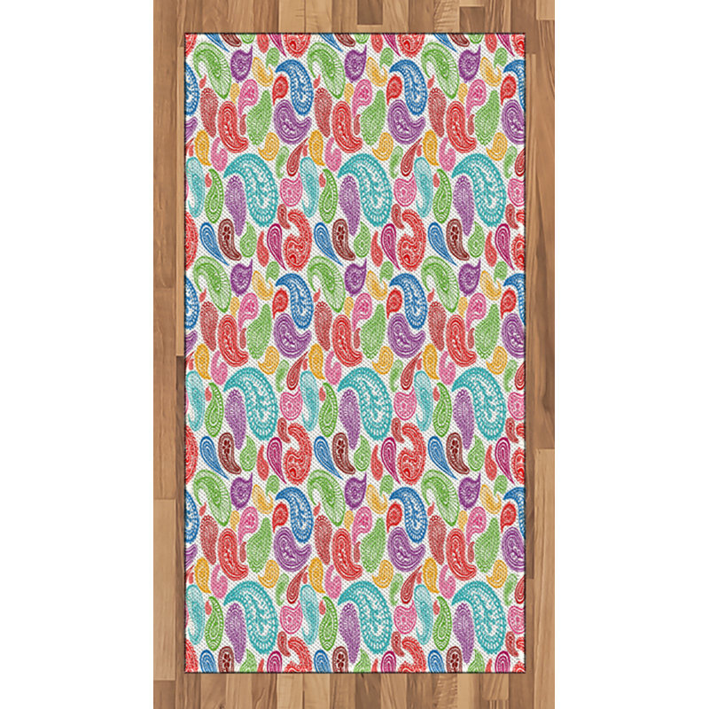 Paisley High Density Long Fiber Poly Threads Decorative Area Rug Carpet, Rectangle 2'7" x 5'