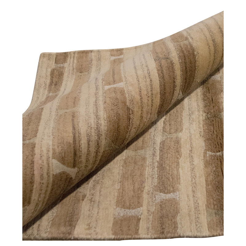 Hand Knotted Wool Area Rug in Gold