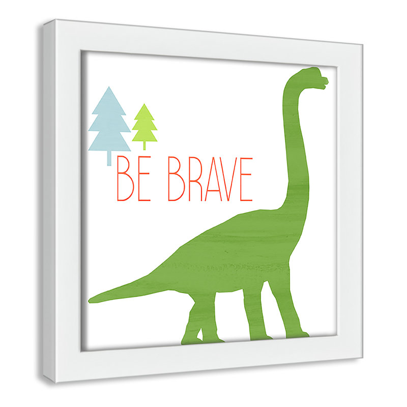 Dino Brave 1 ', art encadré, 8" H x 8" W x 1.18" D, Encadré de boîte blanc
