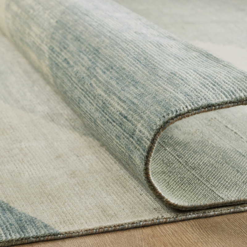 Rosemont Coastal Mist Wool Handcrafted Area Rug, Blue, Rectangle 7'6" x 9'6"