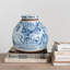 Sonoma Decorative Stoneware Ginger Jar with Flower Prints and Distressed Finish