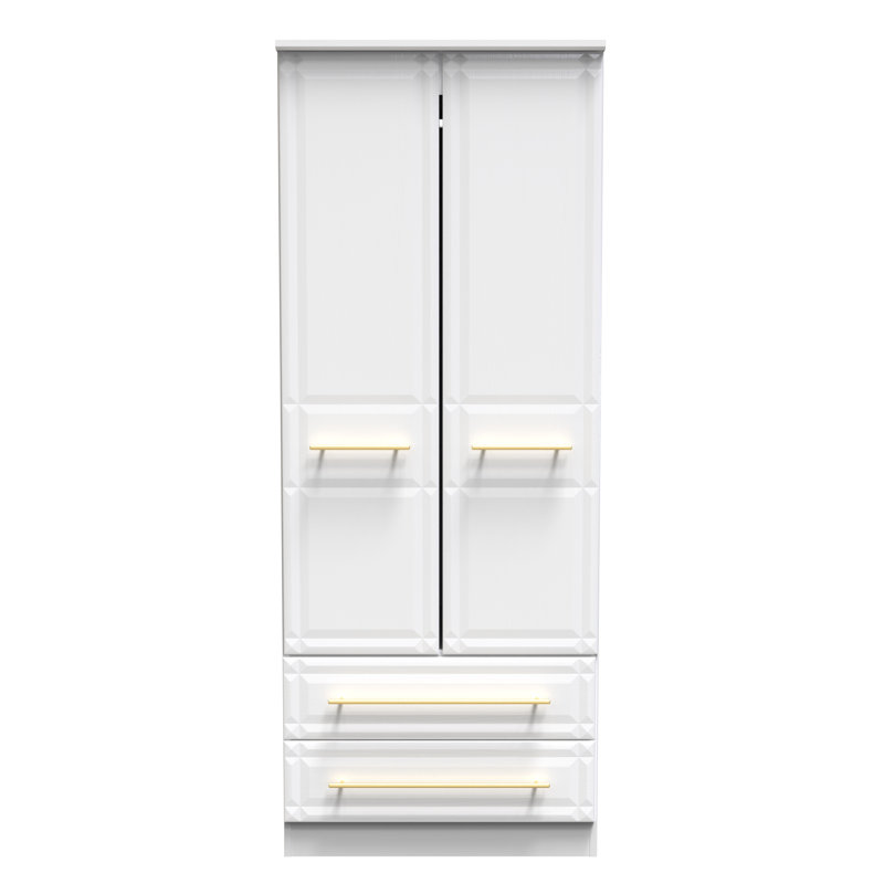 Fully Assembled 3 Door Wardrobe, 197cm H x 111cm W x 53cm D, White Ash