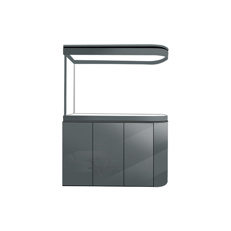 Aquarium aquarium semi-circulaire simple et moderne, Gris, H 61,4 po x l 47,2 po x P 15,7 po