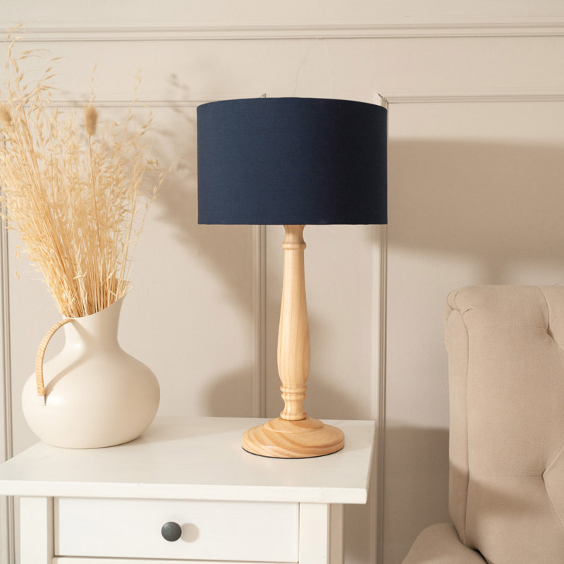 Annum Wood Table Lamp, Yes, Navy Blue, Natural