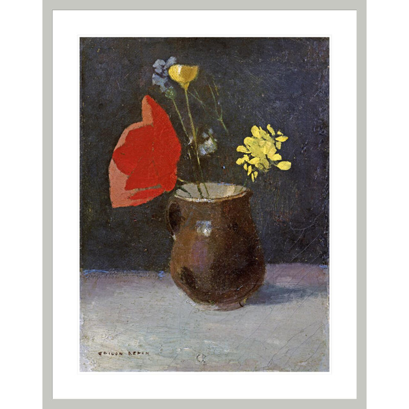 «A Pitcher of Flowers» par Odilon Redon, impression giclée sur cadre, 41.5" H x 32.88" W