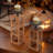 Wood Hollow Square Hole Design Pillar Candle Holder-503104641-503104642