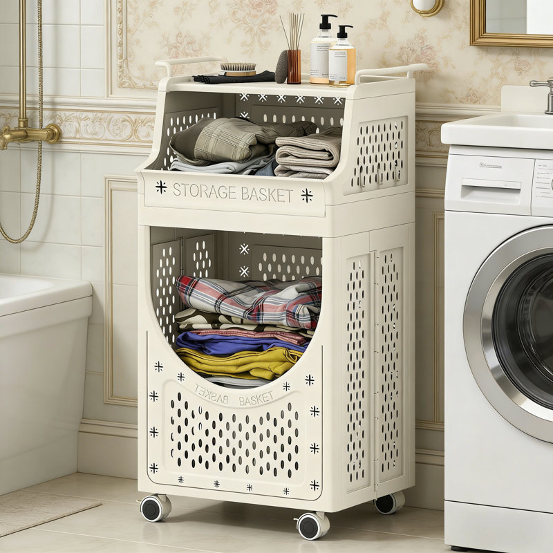 Plastic Laundry Cart with Wheels