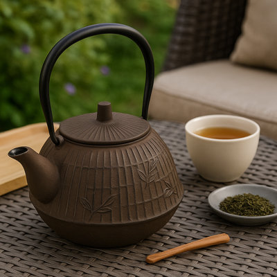 Knollview 1.25 Qt. Kyusu Cast Iron Pot Japanese Tetsubin Tea Kettle with Stainless Steel Infuser Basket