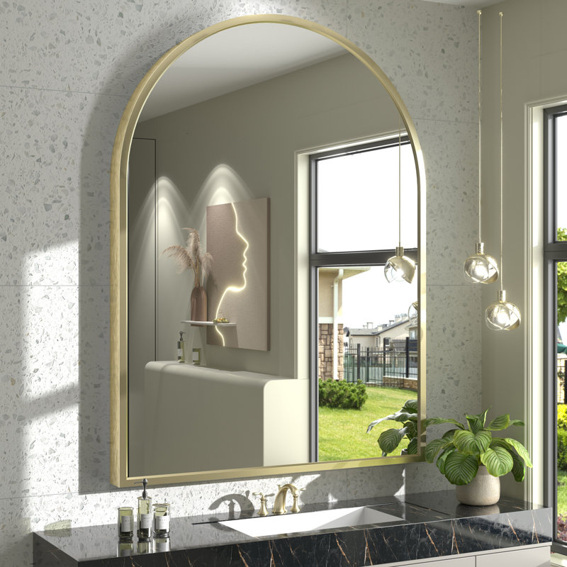 Miroir mural Amara, 48 po x 36 po, Or brossé