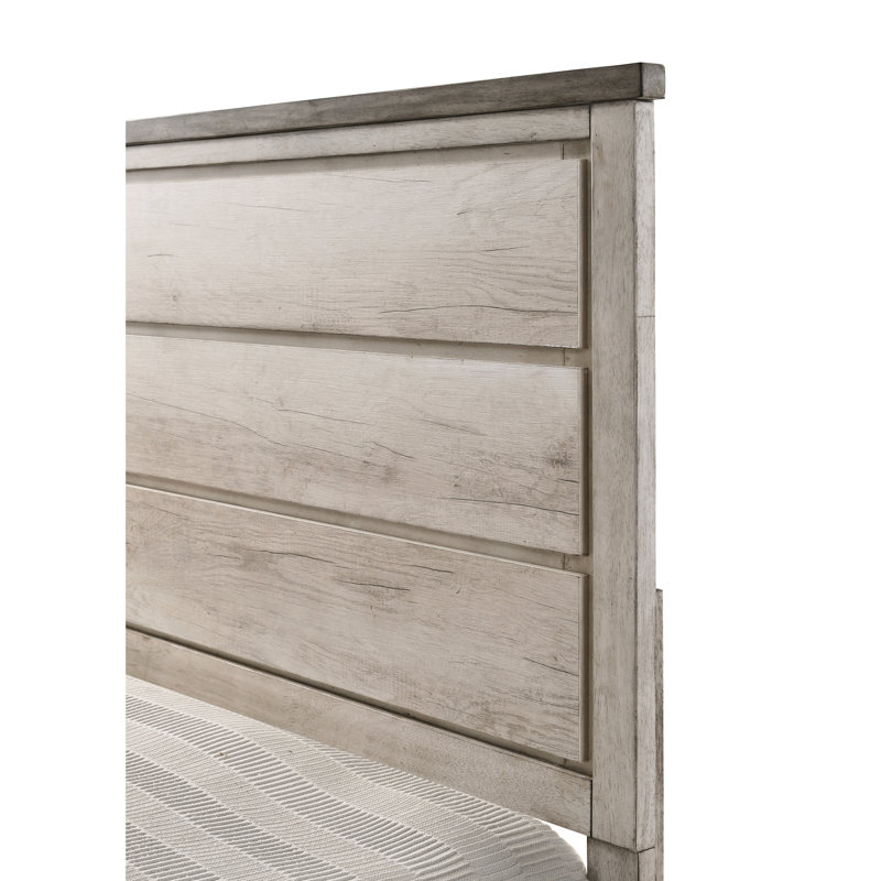 Grand lit contemporain avec finition en bois flotté brun vieilli, tête de lit à panneau, deux tons, cadre en bois, essentiel pour la chambre à coucher, lit moderne à installation rapide, esthétique, cadre pour chambre à coucher, simple