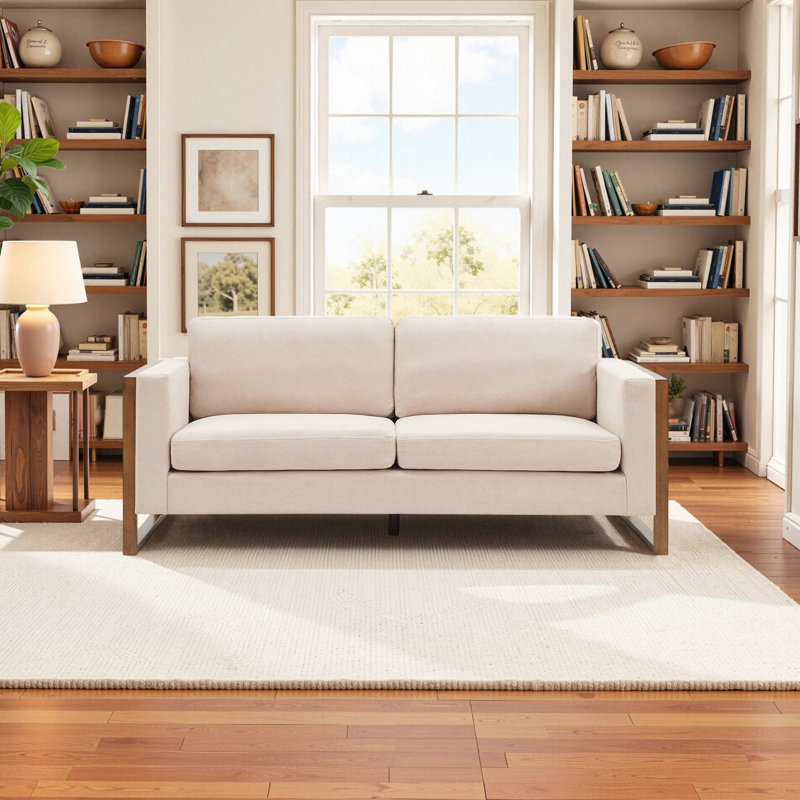 Scandinavian Modern 79" Cotton Blend Sofa, Taupe