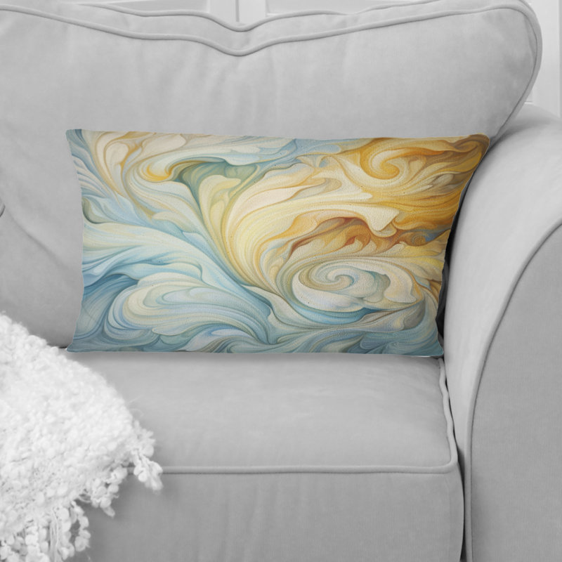 Coussin décoratif rétro à imprimé vague bleue et orange Vintage