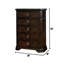Commode haute 5 tiroirs 53 pouces, motif chevron incrusté, brun espresso