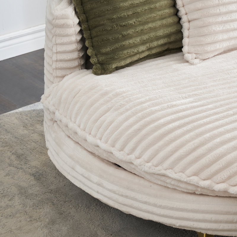 45 "single Cushion Deep Sofa Chair Upholstered Couch With Ottoman And Three Pillows, Beige Corduroy