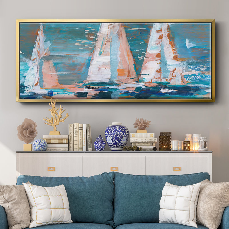Pop Regatta II- Framed Canvas, 20" H x 50" W