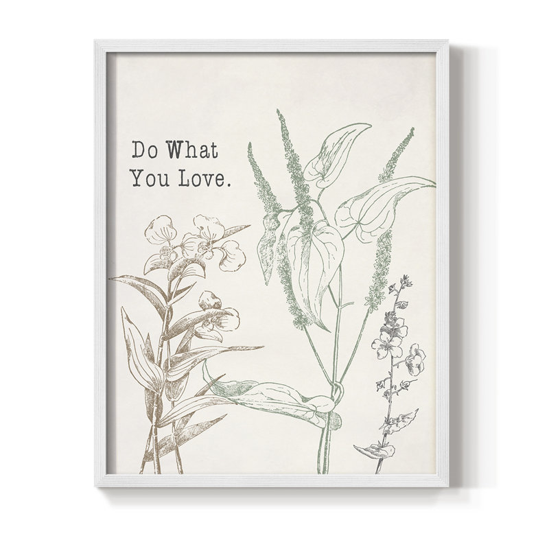 «Do What You Love», reproduction encadrée - bois massif, H 21 po x l 17 po, Blanc