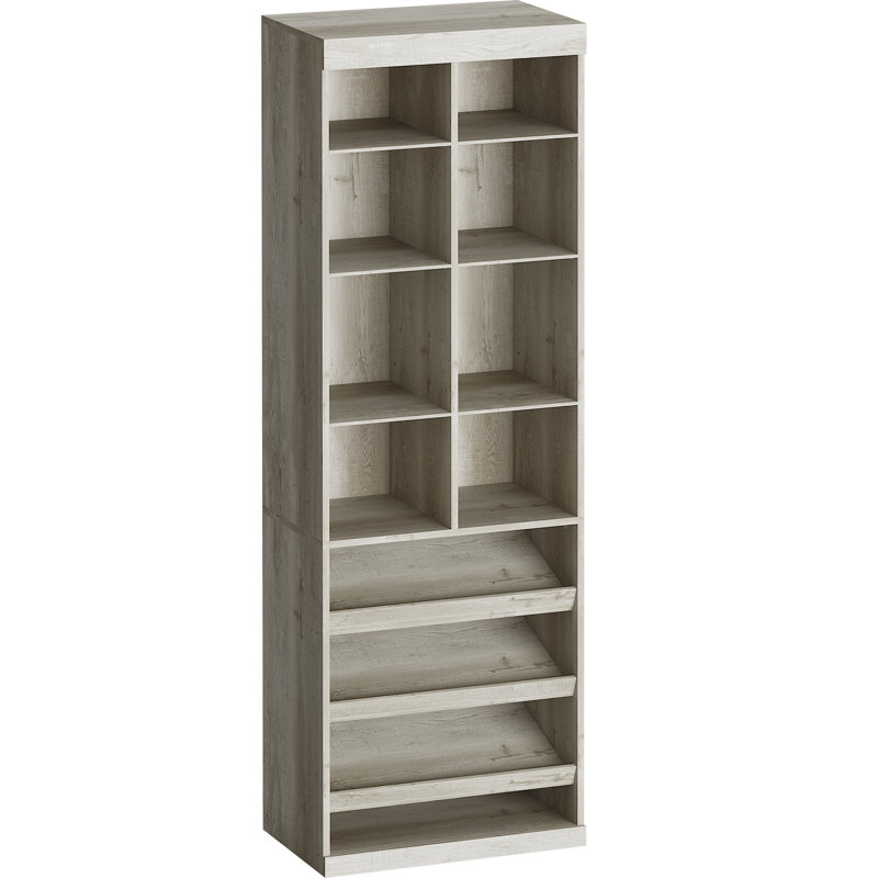 Modular Storage 23.6" W x 78.7"H  with Shelf and Cubies, Shoe Storage Cabinet Wood Closet System, Beige