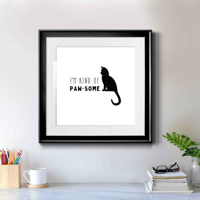 " Pawsome Cat ", Black Framed, 17.5" H x 17.5" W x 1.5" D