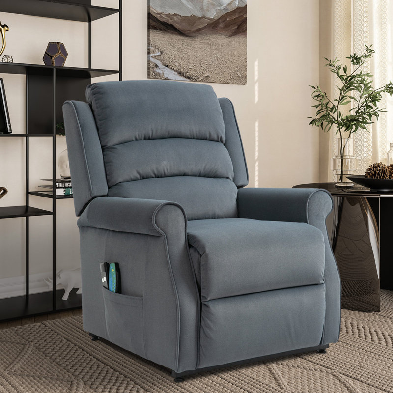 Syair Faux Leather Lift Assist Recliner, Blue