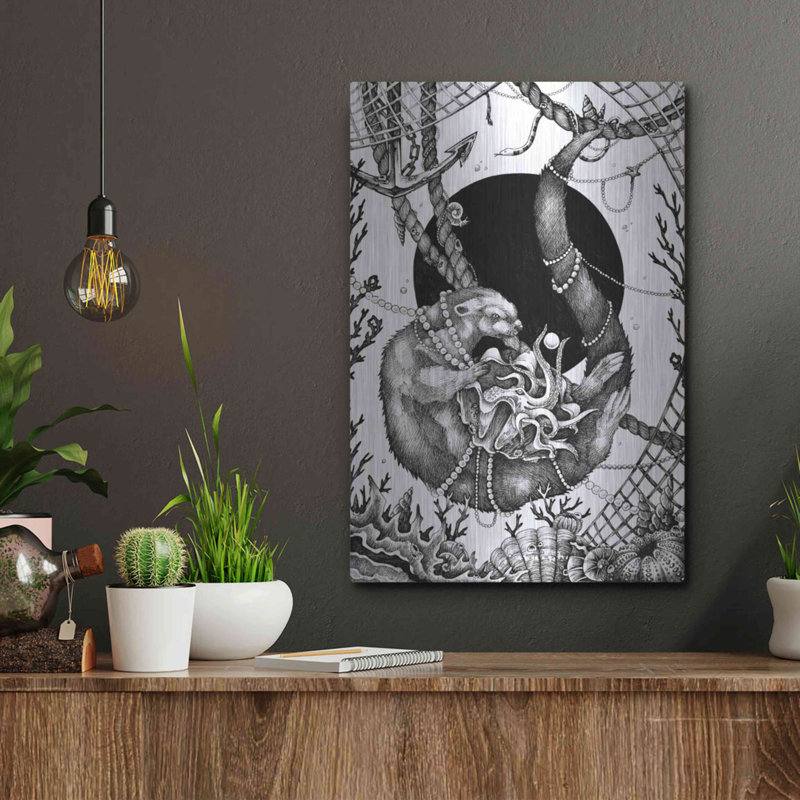 Art mural en métal de luxe «Otter» par Avery Multère, 12 po x 16 po, H 16 po x l 12 po