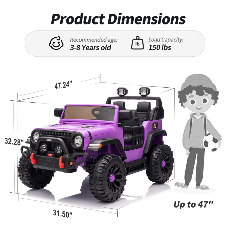 24V Kids Ride on Dump Truck, 2 Sièges Electric Ride on Toy avec télécommande, L 28 po x L 84 po
