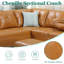 Canapé modulaire en L en similicuir 4 places avec méridienne et repose-pieds Modern Ginger