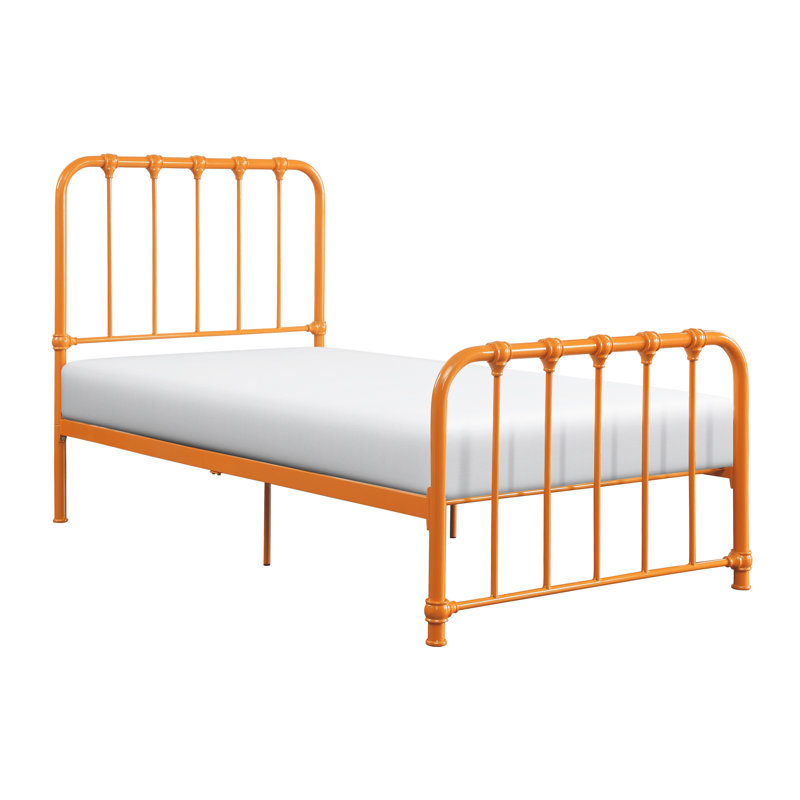 Lit plateforme orange en métal pour lit simple, sans sommier, lit simple pour article essentiel, ameublement idéal