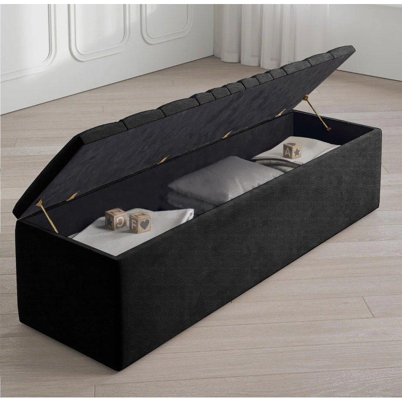Large Striped Wide Rectangle Solid Color Standard Ottoman Storage Box, Naples Upholstered Deep Storage End of Bed Bench
