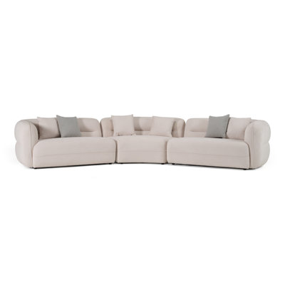 Gypsy - Modern Off-white Fabric Curved Sectional Sofa