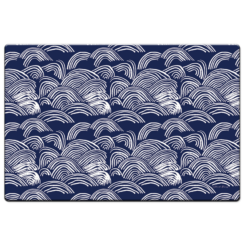 Highland Home Indigo Waves 30" x 20" Comfort Kitchen Mat