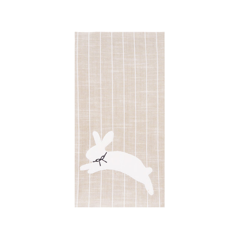 Serviette blanche à rayures, Beige / blanc rayé blanc