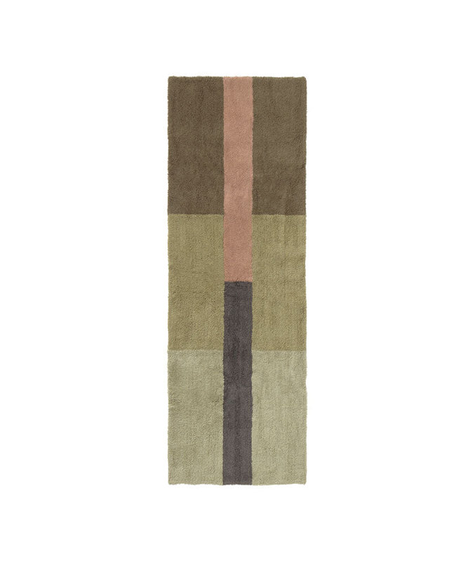 Tapis de couloir en laine Chroma, Mousse / rose cendré