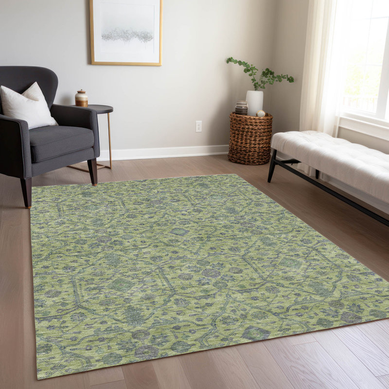 Addison Red Synthetic Washable Rectangular Area Rug 2'6" x 3'10"