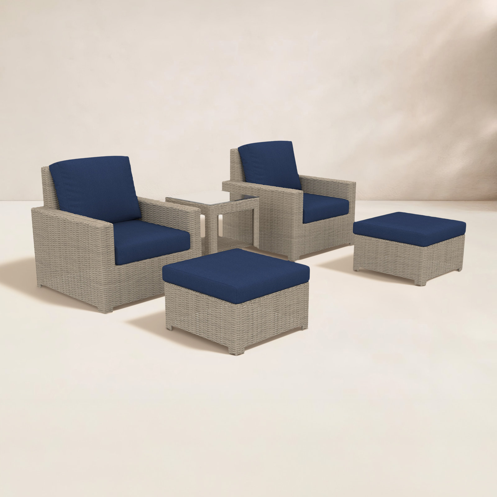 Henri 2-Person Sunbrella® Patio Seating Group, Canvas Navy