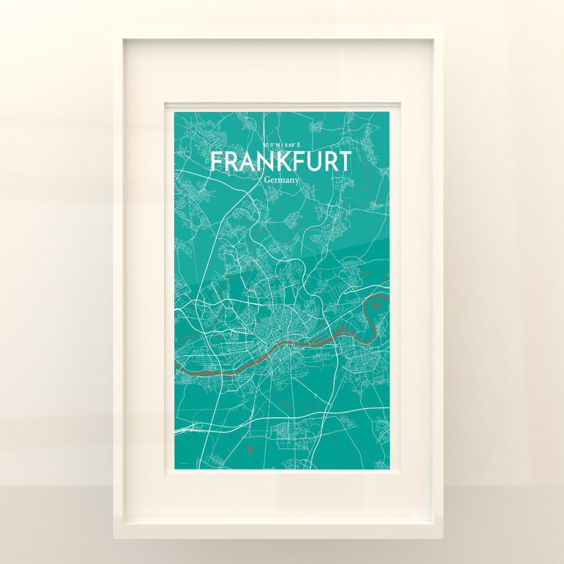 Frankfurt City Map In Nature - No Frame Print, 17cm H x 11cm W x 0.05cm D