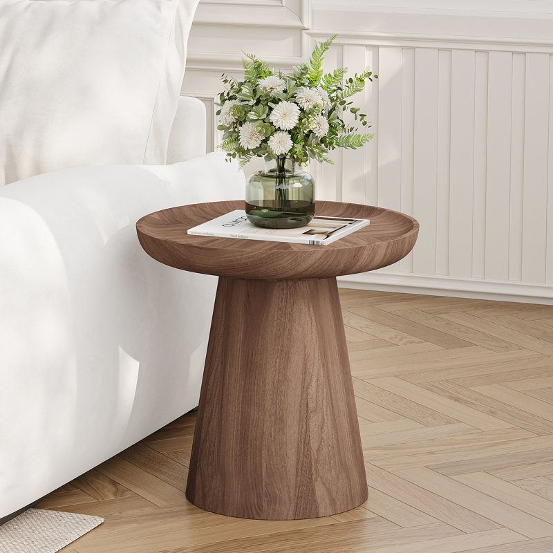 Petite table basse et table d'appoint ronde 19,7 po, compagnon polyvalent avec texture de bois chaleureux