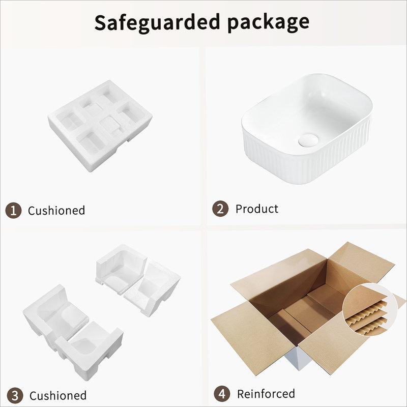 Bathroom Vessel Sink, Rectangle Basin Above Counter White Stone Resin Small Vanity Sink Washing Art Sinks Without Pop-up Drain