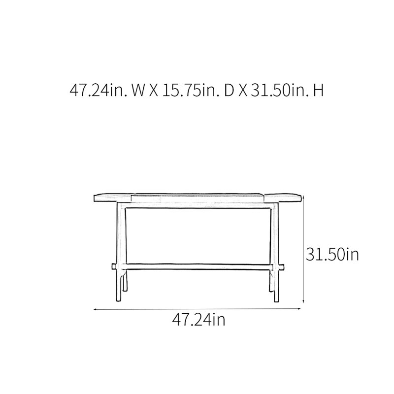Console campagne rétro, H 31,5 po x l 47,24 po x P 15,75 po