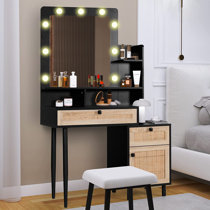 Coastal White Vanity 70926 COASTAL WHITE CLEAR TOP VANITY WITH, BULBS, 7  Day Furniture