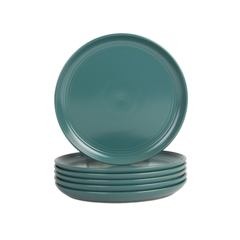Ensemble de 6 assiettes à salade 8,25 "Double Line, Vert émeraude