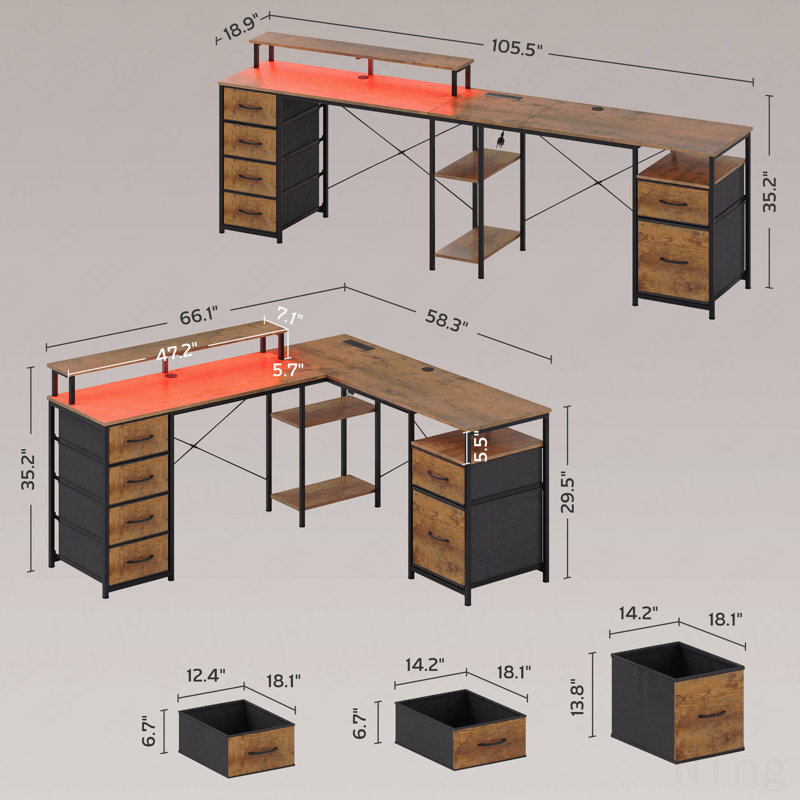 Corner Desk with File Drawer