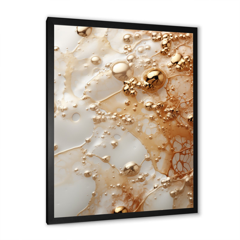 Blanc et or Champagne Flow II - Champagne, art mural, Cadre photo noir, H 20 po x l 12 po x P 1 po