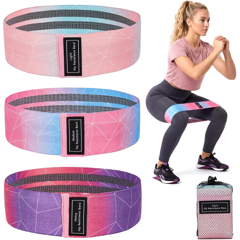 Durable & Comfortable Fabric Resistance Bands – 6-Pack Exercise Loops for Home Gym, Yoga, Pilates – Heavy/Medium/Light Strength Levels – For Women & Men – Ideal for Glutes, Legs, Full Body
